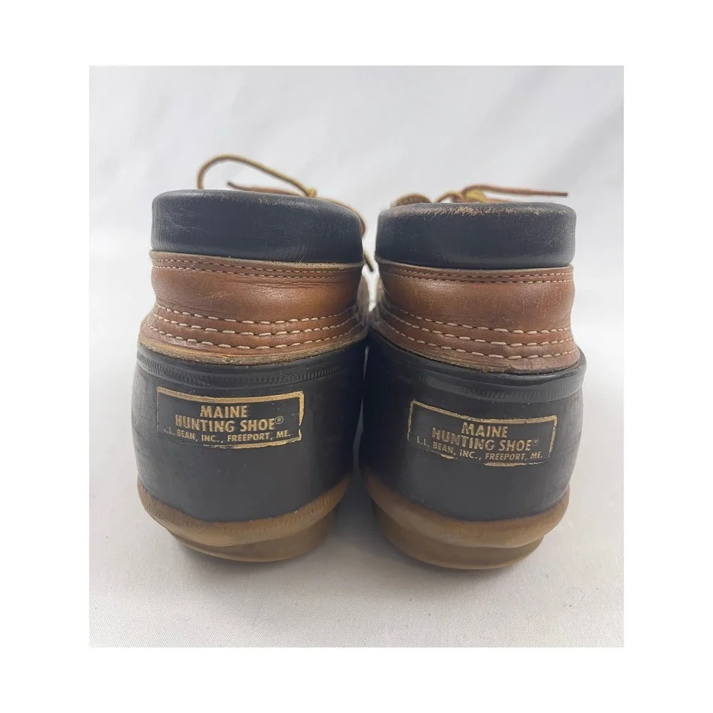 LL Bean‎ Maine Hunting Shoe Mens Brown Leather Rubber Duck Boots Low Top Size 10